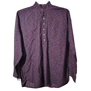 Stitches In Time Purple XL Ditzy Floral Popover Shirt Multicolor Square Buttons